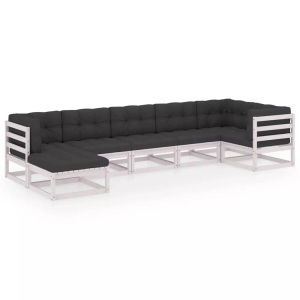 vidaXL, vidaXL 7-tlg. Garten-Lounge-Set mit Kissen Kiefer Massivholz, vidaXL 7-tlg. Garten-Lounge-Set mit Kissen Massivholz Kiefer
