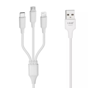 Avizar, 3-in-1 USB Kabel, USB-C / Lightning / Micro-USB, Avizar - 3-in-1 USB Schnellladekabel 5A Weiß, Weiss, One Size
