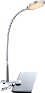 Globo, GLOBO PEGASI Klemmstrahler Aluminium chrom, nur LED, Flexo, Schalter, BxH:300x470, ink, Globo Led-klemmleuchte , 24103K , Opal, Chromfarben , Kunststoff , 38 mm , 30x47 cm , verchromt , verstellbare Arme, Wippschalter , 004558455501