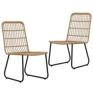 vidaXL, vidaXL Gartenstühle 2 Stk. Poly Rattan Eiche