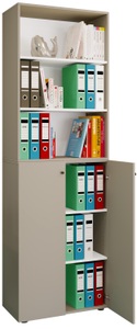 VCM, Büroschrank Bücher Ordner Aktenschrank Büromöbel Schrank Lona 6-fach Drehtüren Regal Unisex Taubengrau ONE SIZE