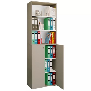VCM, Büroschrank Bücher Ordner Aktenschrank Büromöbel Schrank Lona 6-fach Drehtüren Regal Unisex Taubengrau ONE SIZE