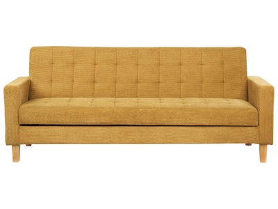 Beliani, Schlafcouch aus Polyester Modern VEHKOO Schlafcouch aus Polyester Modern VEHKOO, Beliani - Schlafsofa aus Polyester Retro VEHKOO, One Size, Gelb Orangé
