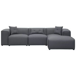 Beliani, Beliani Ecksofa Polsterbezug dunkelgrau DOLVA, Beliani - Ecksofa aus Polyester Modern DOLVA, One Size, Spacegrau