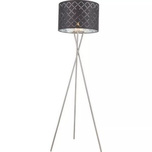 mutoni light, Stehleuchte Kidal, Globo Stehleuchte , Kidal D: 62 CM Nickel , Nickelfarben , Metall, Textil , 160 cm , matt,matt , mit Schalter , 004558324202