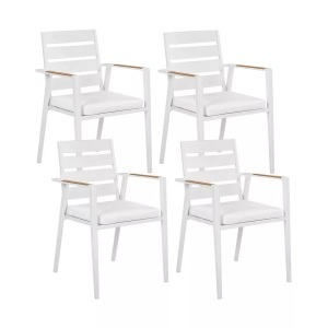 Beliani, Beliani - Set mit 4 Stühlen und Sitzkissen aus Aluminium Modern TAVIANO, One Size, Weiss Bunt, Beliani - Set mit 4 Stühlen und Sitzkissen aus Aluminium Modern TAVIANO, One Size, Weiss Bunt