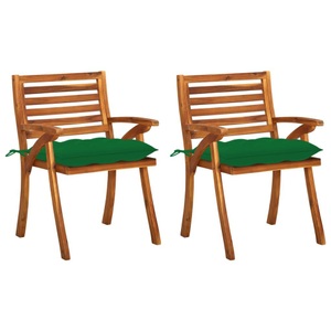 vidaXL, vidaXL Garten-Essstühle mit Kissen 2 Stk. Massivholz Akazie, vidaXL Garten-Essstühle mit Kissen 2 Stk. Massivholz Akazie