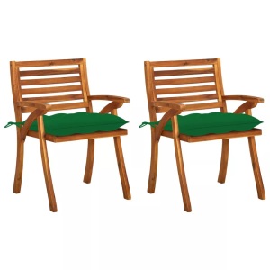 vidaXL, vidaXL Garten-Essstühle mit Kissen 2 Stk. Massivholz Akazie, vidaXL Garten-Essstühle mit Kissen 2 Stk. Massivholz Akazie