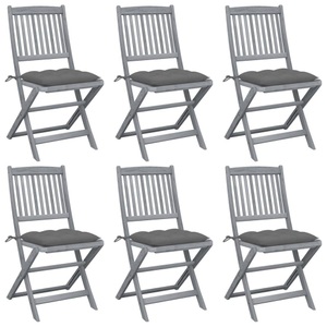vidaXL, vidaXL Klappbare Gartenstühle 6 Stk. mit Kissen Massivholz Akazie