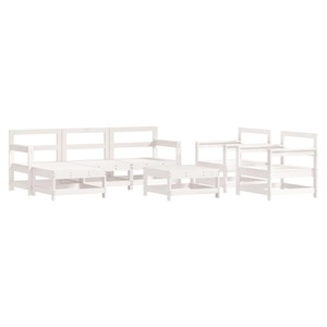 vidaXL, vidaXL 7-tlg. Garten-Lounge-Set Weiß Massivholz Kiefer, vidaXL 7-tlg. Garten-Lounge-Set Weiß Massivholz Kiefer