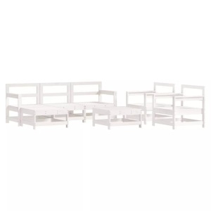 vidaXL, vidaXL 7-tlg. Garten-Lounge-Set Weiß Massivholz Kiefer, vidaXL 7-tlg. Garten-Lounge-Set Weiß Massivholz Kiefer