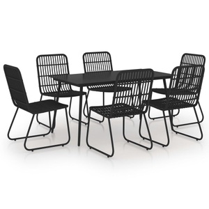 vidaXL, vidaXL 7-tlg. Garten-Essgruppe Poly Rattan und Glas, vidaXL 7-tlg. Garten-Essgruppe Poly Rattan und Glas