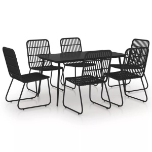 vidaXL, vidaXL 7-tlg. Garten-Essgruppe Poly Rattan und Glas, vidaXL 7-tlg. Garten-Essgruppe Poly Rattan und Glas