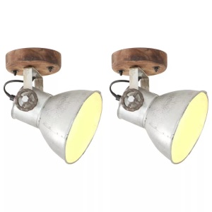 vidaXL, vidaXL Wand-/Deckenlampen Industriestil 2 Stk. Silbern 20x25 cm E27, vidaXL Wand-/Deckenlampen Industriestil 2 Stk. Silbern 20x25 cm E27