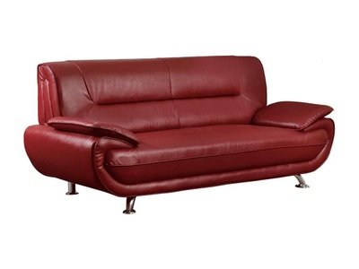 Vente-unique, Sofa 3-Sitzer - Kunstleder - Rot - NIGEL Sofa 3-Sitzer - Kunstleder - Rot - NIGEL, Vente-unique - Sofa 3-Sitzer - Kunstleder - Rot - NIGEL, One Size