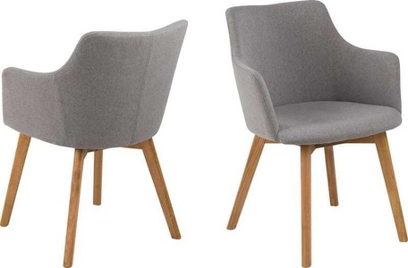 CONFORAMA, Stuhl BELLA Stoff Grau, Eiche, Carryhome Armlehnstuhl in , Bella , Hellgrau , Textil , Eiche , massiv , 60x81x59 cm , geölt,Echtholz , 001749044001