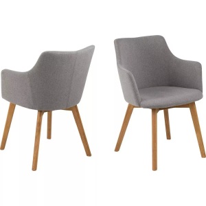 CONFORAMA, Stuhl BELLA Stoff Grau, Eiche, Carryhome Armlehnstuhl in , Bella , Hellgrau , Textil , Eiche , massiv , 60x81x59 cm , geölt,Echtholz , 001749044001