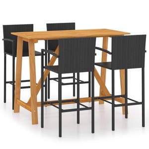 vidaXL, vidaXL 5-tlg. Gartenbar-Set Schwarz