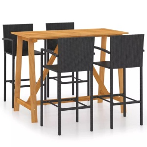 vidaXL, vidaXL 5-tlg. Gartenbar-Set Schwarz