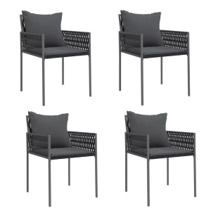 vidaXL, vidaXL Gartenstühle mit Kissen 4 Stk. Schwarz 54x61x83 cm Poly Rattan, vidaXL Gartenstühle mit Kissen 4 Stk. Schwarz 54x61x83 cm Poly Rattan