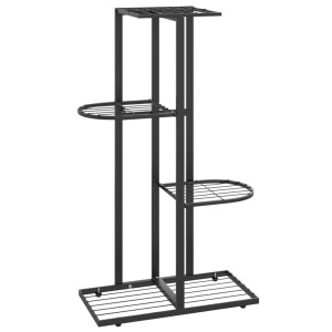 vidaXL, vidaXL Blumenständer 4-Etagen 43x22x76 cm Schwarz Metall, vidaXL Blumenständer 4-Etagen 43x22x76 cm Schwarz Metall