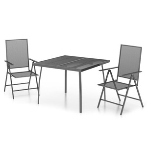 vidaXL, vidaXL 3-tlg. Garten-Essgruppe Anthrazit Stahl, vidaXL 3-tlg. Garten-Essgruppe Anthrazit Stahl