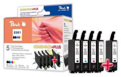 Peach, Peach Spar Pack Plus Tintenpatronen kompatibel zu Epson 2xT0611,T0612,T0613,T0614, Peach Tintenset Epson T0611 C, M, Y, 2x BK