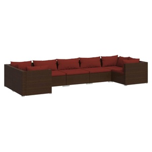 vidaXL, vidaXL 7-tlg. Garten-Lounge-Set mit Kissen Poly Rattan Braun