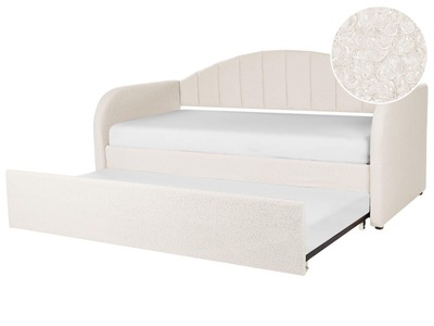 Beliani, Bett mit Lattenrost aus Bouclé Modern EYBURIE Bett mit Lattenrost aus Bouclé Modern EYBURIE