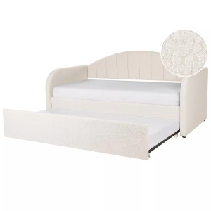 Beliani, Bett mit Lattenrost aus Bouclé Modern EYBURIE Bett mit Lattenrost aus Bouclé Modern EYBURIE