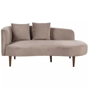 Beliani, Chaiselongue aus Samtstoff Glamourös CHAUMONT Chaiselongue aus Samtstoff Glamourös CHAUMONT, Beliani - Linksseitige Chaiselounge aus Samtstoff Glamourös CHAUMONT, One Size, Taupe