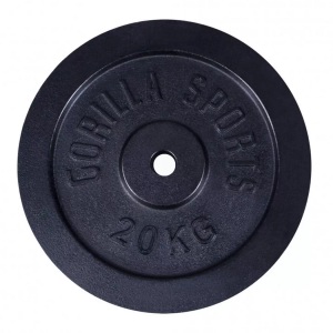Gorilla sports, Hantelscheibe Guss Unisex Schwarz 20kg, Gorilla Sports - Hantelscheibe Guss, One Size, Schwarz