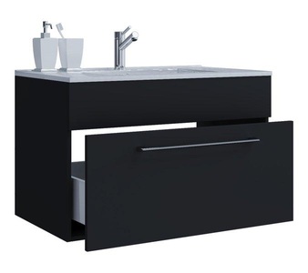 VCM, 2-tlg. Waschplatz Waschtisch Badmöbel Set Waschbecken Badinos 1 Schublade 2-tlg. Waschplatz Waschtisch Badmöbel Set Waschbecken Badinos 1 Schublade, MID.YOU Waschtischkombi 80 cm , Badinos , Schwarz , Metall , 1 Schubladen , 80 cm , melaminharzbeschichtet,melaminharzbeschichtet,Nachbildung,Nachbildung , hängend , 000657025804