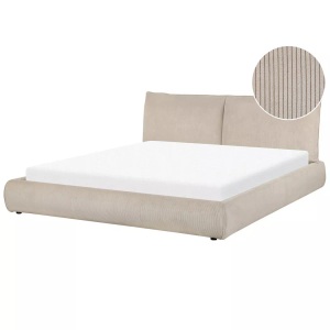 Beliani, Bett mit Lattenrost aus Cord Modern VINAY Bett mit Lattenrost aus Cord Modern VINAY