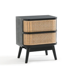 LA REDOUTE INTERIEURS, Nachttisch Laora Nachttisch Laora, La Redoute Intérieurs - Nachttisch Laora mit 1 Rattanschublade, One Size, Schwarz