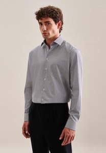 Business Hemd Regular Fit Langarm Kleinmuster Herren Blau 41