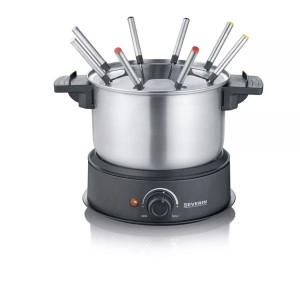 Severin, Severin 2470 Fondue 1500 W 8 Fonduegabeln Edelstahl (gebürstet), Schwarz, SEVERIN, Fondue und Raclette, Severin FO2470 Fondue und Raclette, Produkte & Wohnen
