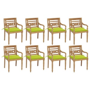 vidaXL, vidaXL Batavia-Stühle mit Kissen 8 Stk. Massivholz Teak