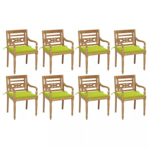 vidaXL, vidaXL Batavia-Stühle mit Kissen 8 Stk. Massivholz Teak