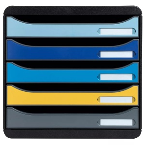 Exacompta, EXACOMPTA Schubladenbox BeeBlue A4+ 3094202D Big Box Plus, 5 Schubladen, Exacompta Schubladenbox Bee Blue Big Box Plus