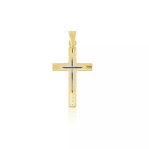 MUAU Schmuck, Anhänger Kreuz Gelbgold 750, 27x14mm Damen Gelbgold ONE SIZE, MUAU Schmuck - Anhänger Kreuz Gelbgold/Weissgold 750, 27x14mm, One Size, Multicolor
