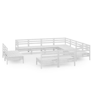 vidaXL, vidaXL 11-tlg. Garten-Lounge-Set Massivholz Kiefer Weiß