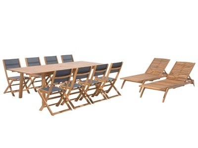 Beliani, Beliani CESANA, Beliani - Gartentisch Set aus Akazienholz Klassisch CESANA, One Size, Light Beige