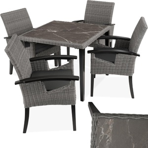 TecTake, Rattan Tisch Tarent mit 4 Stühlen Rosarno Rattan Tisch Tarent mit 4 Stühlen Rosarno, 