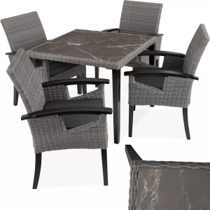 TecTake, Rattan Tisch Tarent mit 4 Stühlen Rosarno Rattan Tisch Tarent mit 4 Stühlen Rosarno, 