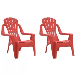 vidaXL, vidaXL Kinder-Gartenstühle 2 Stk. Rot 37x34x44 cm PP Holzoptik, vidaXL Kinder-Gartenstühle 2 Stk. Rot 37x34x44 cm PP Holzoptik
