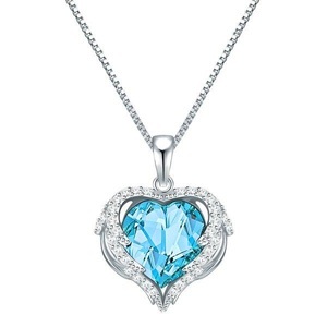Rafaela Donata, Kette Mit Anhänger Sterling Silber Verziert Mit Kristallen Von Swarovski® Aquamarin Weiß Damen Silber 45cm, Rafaela Donata - Halskette Herz, 45cm, Aquamarine