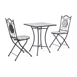 mutoni lifestyle, Gartentisch (3er-Set) Erice 2 Klappstühle schwarz, Gartentisch (3er-Set) Erice 2 Klappstühle schwarz