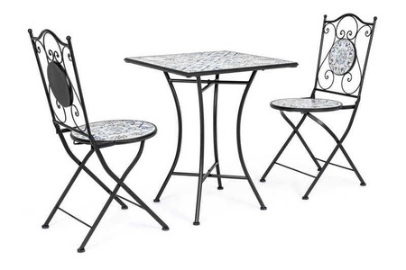 mutoni lifestyle, Gartentisch (3er-Set) Erice 2 Klappstühle schwarz, Gartentisch (3er-Set) Erice 2 Klappstühle schwarz
