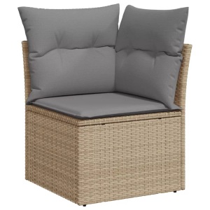 vidaXL, vidaXL Garten-Ecksofa mit Kissen Beige Poly Rattan